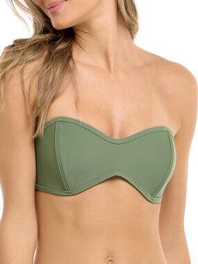 Body Glove Bandeau Bikini Top Cactus Green Strapless XS NWT